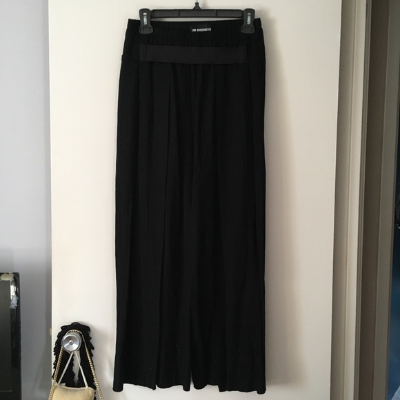 ANN DEMEULEMEESTER Black Wide Slit Leg Drapey Viscose Pants 34 - Picture 1 of 7